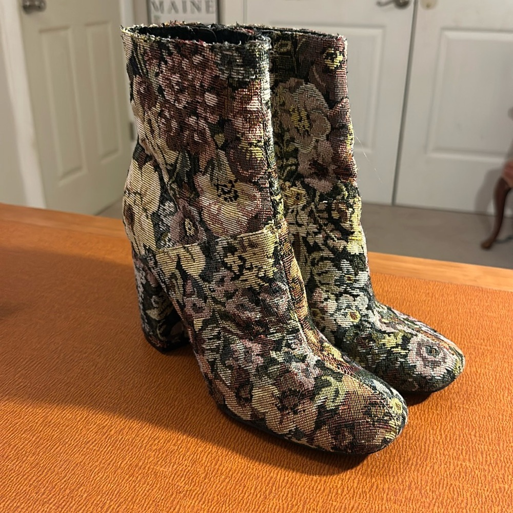Urban Outfitters Multicolor Floral Tapestry Ankle Boots